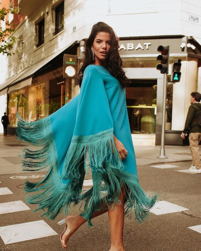 fringed crepe buleria dress